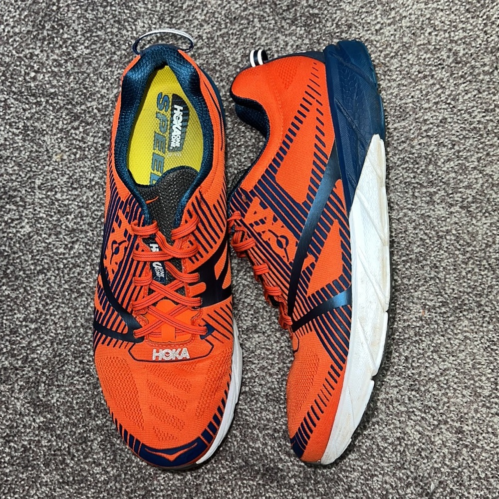 Men's Orange and Navy Lightweight Running Shoes - Picture 2 of 6